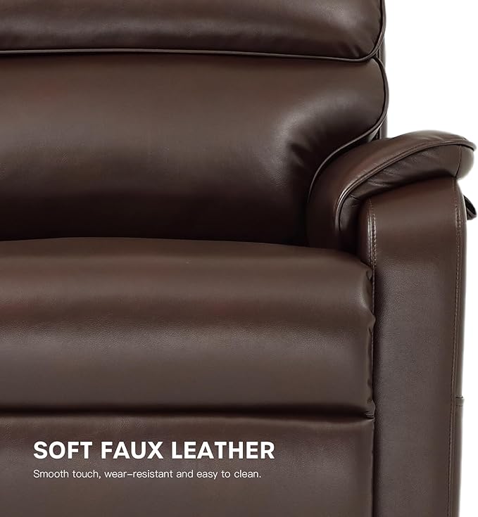 DYNOX Big Man Lift Chair 500lbs Extra Large Wide Lift Recliner Oversized Tri-Motor Power Lift Chair for Elderly, Massage & Dual Heat for Back and Seat (9398, Faux Leather, Brown)