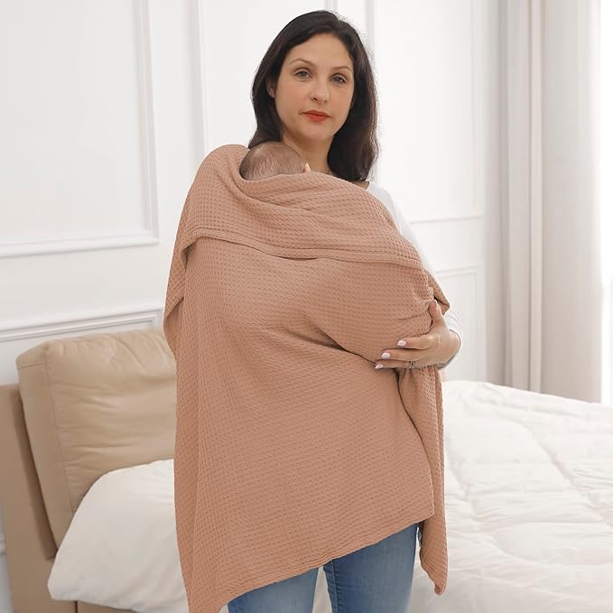 36” X 40” Inches Cooling Baby Waffle Weave Blanket, Ultra-Soft Lightweight Receiving Blanket for Newborn, Breathable Comfortable Baby Swaddle Blanket for Boys and Girls(Clay)