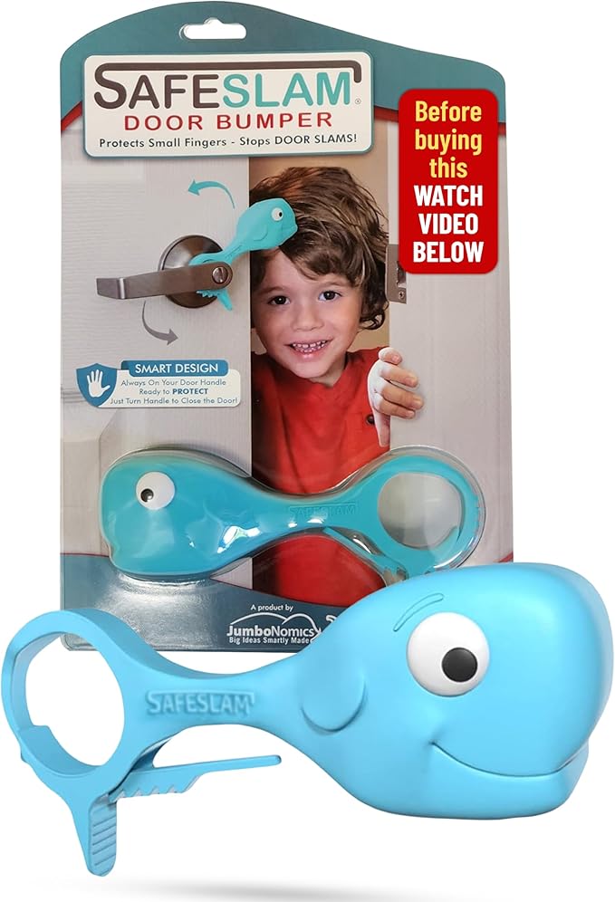 Baby Proofing Door Stopper, Door Pinch Guards Protect Child Fingers & PET Tails. Baby Safety Finger Protectors Prevent Pinch Injuries – Kids and Adults Love Whale Pinch Guard (Blue)