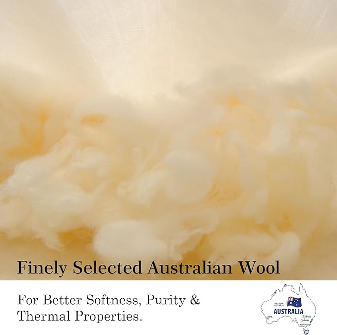 CUDDLE DREAMS Wool Comforter Duvet Insert, 100% Australian Wool Filling with Soft Noiseless Cotton Shell, Natural Warmth (Midweight for All Season, Queen)