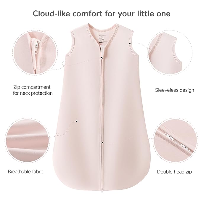 JELLYMONI Baby Sleep Sack 12-18 Months 100% Cotton Wearable Blanket, 0.5 TOG Soft Lightweight Toddler Sleeping Sack 3 Pack 2-Way Zipper Newborn Sleep Sacks