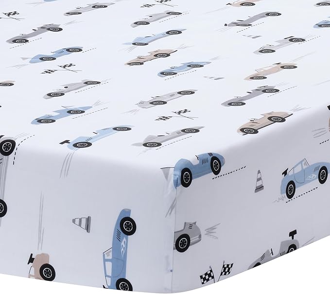 Lambs & Ivy Little Racer 3-Piece Cars/Transportation Baby Crib Bedding Set