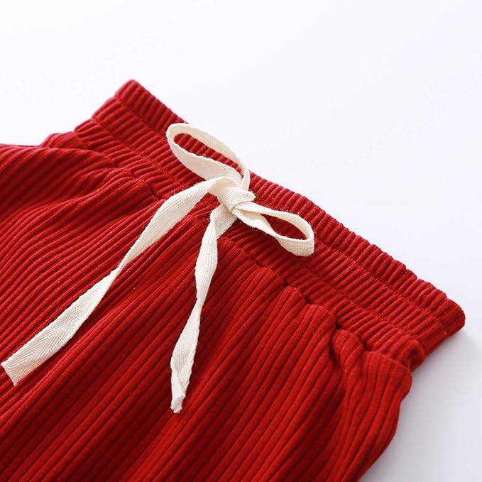 Newborn Baby Boy Girl Clothes Ribbed Knitted Cotton Long Sleeve Romper Long Pants Solid Color Fall Winter Outfits