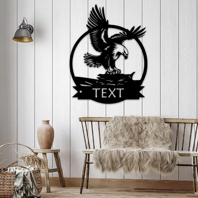 Personalized American Eagle Metal Sign, Custom Signs Outdoor Metal, Eagle Wall Art, Cabin Decor, Porch Decor, Personalized Patriotic/Christmas Gift for Brothers/Fathers/Eagle lovers