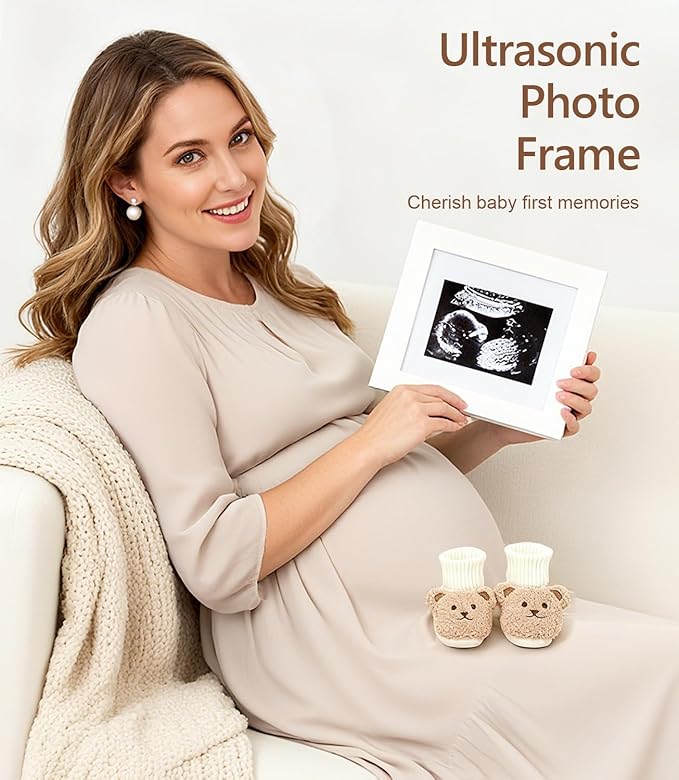Pregnancy Announcement, Baby Announcement Ideas Set Include Letter Board, Baby Bodysuit, Booties, Sonogram Frame, Wooden Sign, Bear & Wood Blocks, Gender Reveal Photo Props Coming Soon Announcement