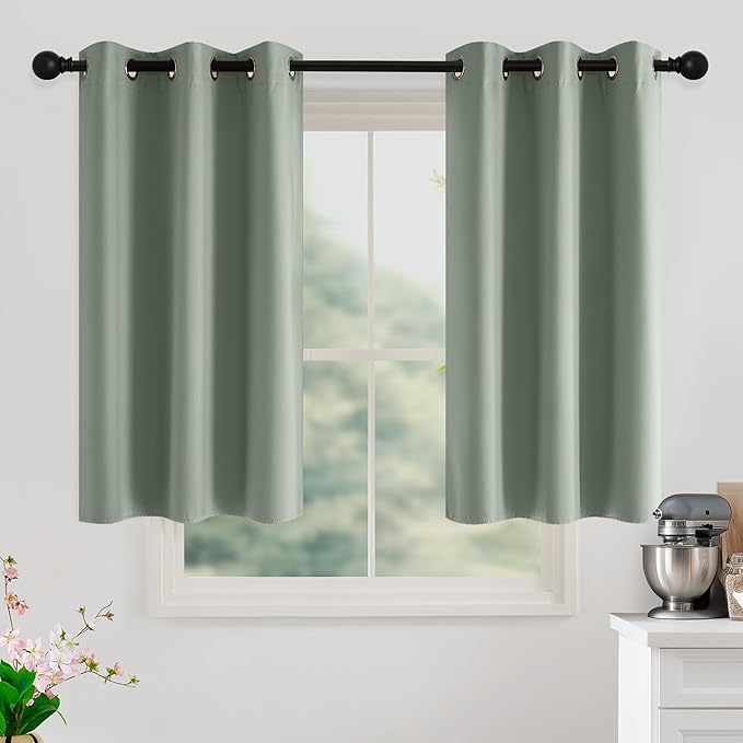 NICETOWN Blush Pink Room Darkening Curtains 45 Inches Long 2 Panels for Girls Room, Bedroom, Nursery Thermal Insulated Blackout Drapes Solid Grommet Noise Reducing Window Curtains, W40