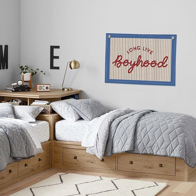 Long Live Boyhood Banner, Boy Nursery Decor, Canvas Banner Wall Hanging Flag Decor for Nursery Playroom Toddler Room, Boys Kids Room - Retro