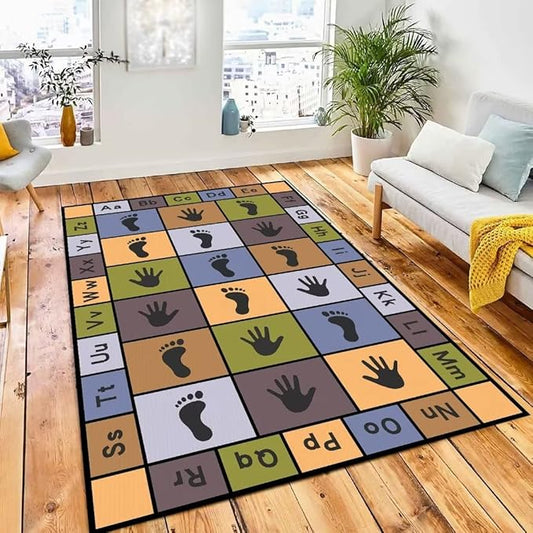 Hopscotch Play Rugs Kids, ABC Alphabet Education Carpet, Playroom Bedroom Living Room Decor Learning mat (Blue,31x47 in)