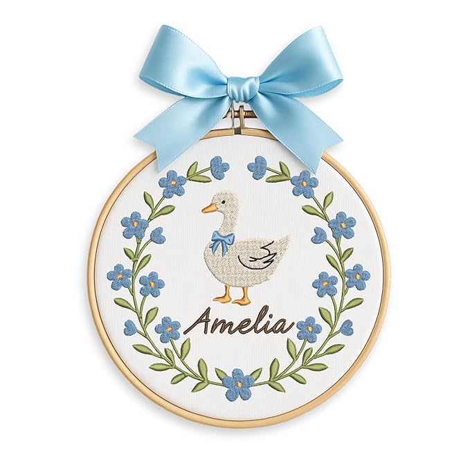 Personalized Baby Name Sign Welcome Baby Announcement Sign Newborn Baby Embroidery Hoop with Bows Baby Hospital Name Sign Custom Infant Baby Name Baby Shower Gifts (06)