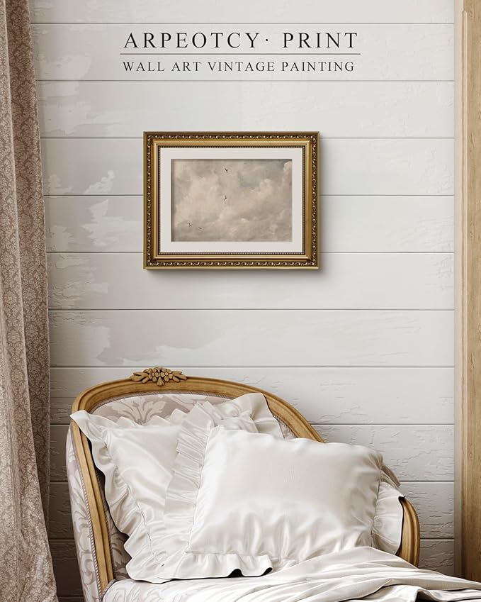 ARPEOTCY Vintage Gold Framed Wall Art, Classic Sky Clouds Study Paintings, Aesthetic Canvas Prints Artwork with Frame, Victorian Wall Decor for Living Room Bathroom Bedroom 11x14 inch
