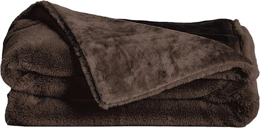 UnHide Lil’ Marsh - Faux Fur Blanket - Durable, Lightweight, Extra Soft Blanket - Machine Washable - Add a Layer of Softness to Any Bed, Couch, or Reading Chair - Chocolate Hair, X-Small (34” x 44”)