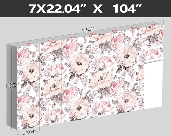 XMPMBM-Pink Flower backsplash Large Decorative Wallpaper Peony Floral Bedroom Bathroom Wall Mural- W 154" X H 105"（112 Square Foot）