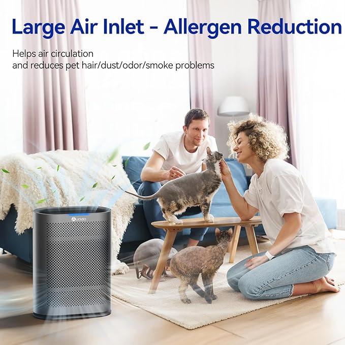 Air Purifiers for Home Large Room Cover 2,100 Ft²,with Air Quality Monitor & Aromatherapy,Auto H13 Air Purifier Removes Pets Hair Dust Smoke Odor,with 7 Colors Light(high gray)
