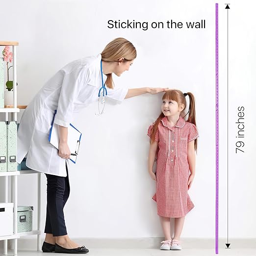 Height Measurement Rod for Wall - 3D Removable Growth Stick, Wall Mounted Splicing Ruler for Children, Adults, Kids, Baby Nursery - 79 Inch (Purple)