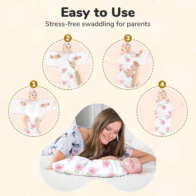 Mama Cheetah Baby Swaddle Sack 3-6 Month, Organic Cotton Swaddling Sleep Sack, Swaddle for Large Babies, Large Swaddle Wrap, Easy Swaddles for Girl, 3-Pack