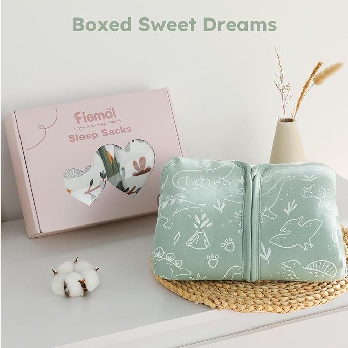 Baby Sleep Sack 12-18 Months, 2.5 TOG Cotton Winter Baby Wearable Blanket with 2-Way Zipper, Warm Soft Sleeping Bag for Toddler Boy Girl, Large Dinosaur
