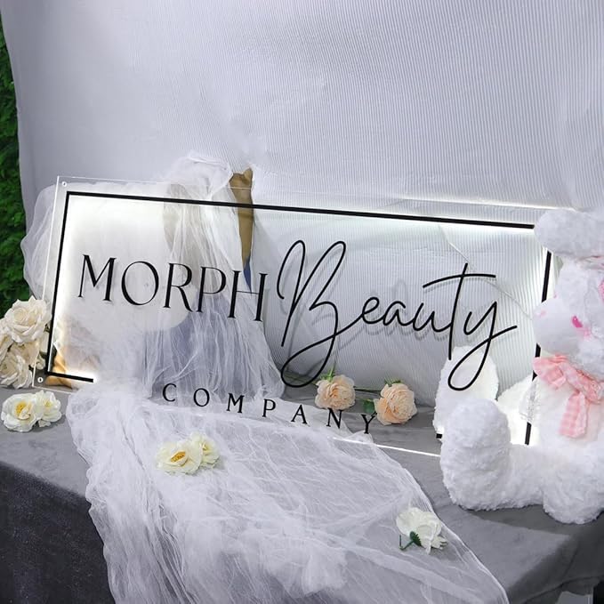 Custom Backlit Acrylic Logo Sign, Light Up Signs - Personalized Illuminated Logo Sign with Floating Acrylic Design for Retail Stores, Restaurants, Offices, and Hair Studios, Rectangle Shape
