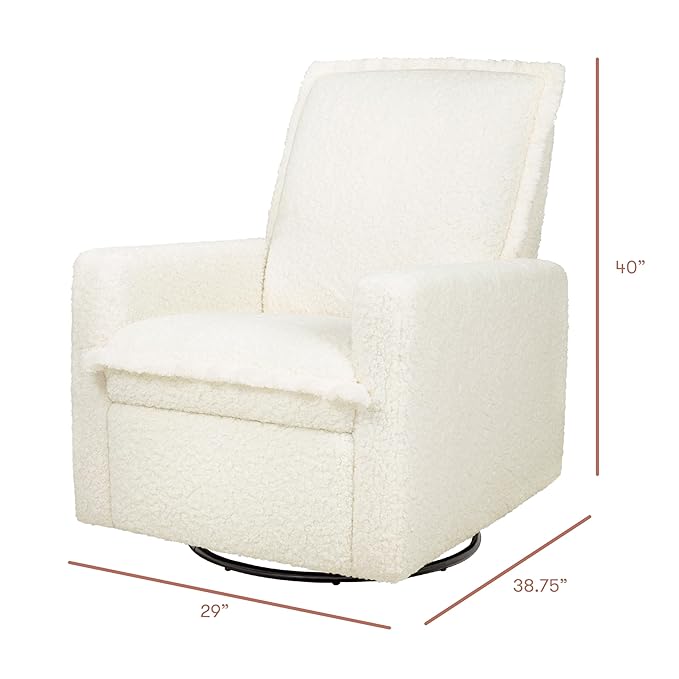 Babyletto Cali Flange Recliner and Swivel Glider in Cream Shearling, Water Repellent & Stain Resistant, Greenguard Gold and CertiPUR-US Certified