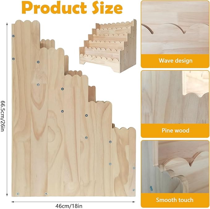 5 Tier Large Kids Scalloped Bookshelf Wooden Scalloped Shelf Children Montessori Bookshelf for Kids Room Toddler BookShelves Scalloped Children BookShelves for Nursery ClassRoom LivingRoom