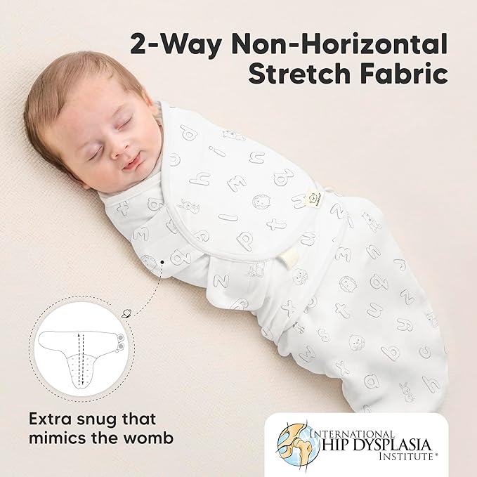 3-Pack Organic Baby Swaddle Sleep Sacks - Swaddles for Newborns, Infant 0-3 Months, Baby Girls, Boys, Soft & Snug Newborn Sleep Sack, Nursery Swaddling Blankets (ABC Land Rose)
