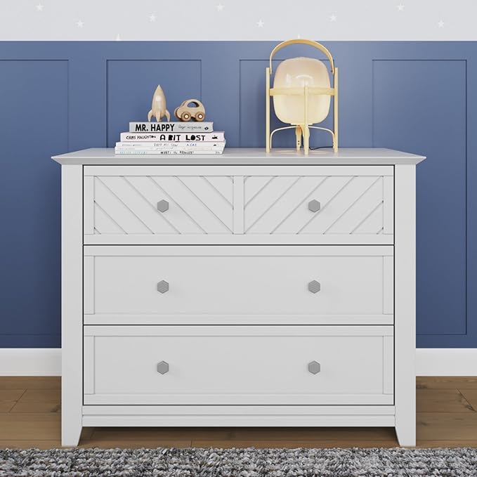 Child Craft Atwood Crib, Dresser and Chest Nursery Set, 3-Piece, Includes 4-in-1 Convertible Crib, Dresser and Chest, Grows with Your Baby (Matte White)