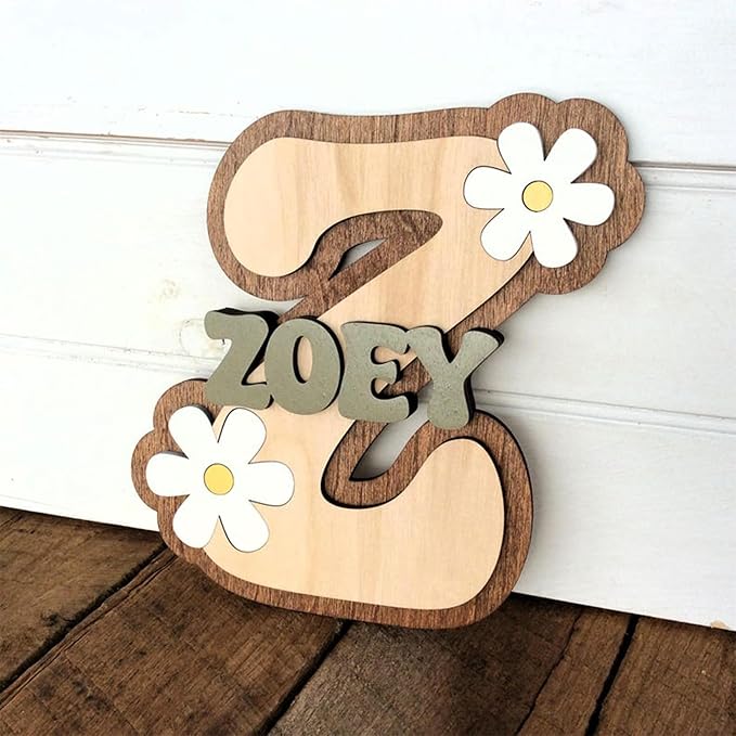 Chillever - Personalized Name Sign For Nursery, Custom Wooden Name Sign, Baby Letter Decor, Exquisite Nursery Decor and Wall Art for Girl or Boy Room, Baby Letter Room Decorations