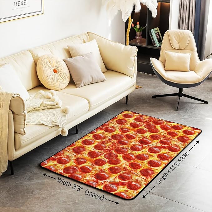 Pizza Area Rug 5x7, Pepperoni Be Print Rugs for Living Room Bedroom, Funny Washable Floor Rug Carpets Entryway Rug Decorations Kitchen Indoor