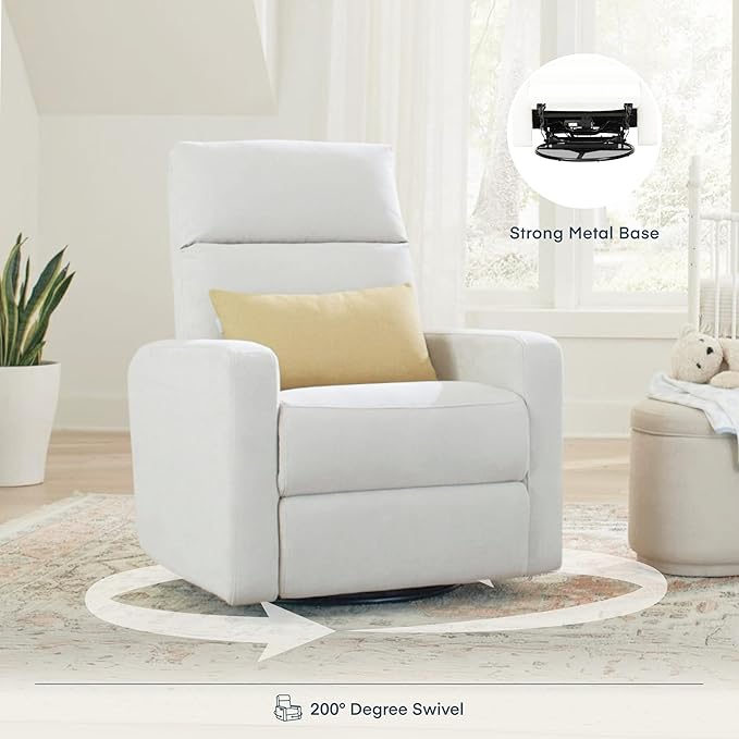Nurture& The Glider Plus - Premium Nursery Power Recliner | Swivel Chair with Adjustable Head Support and Adjustable Lumbar Support | Built-in USB - The Ultimate Comfort for Nursing, Relaxing (Ivory)