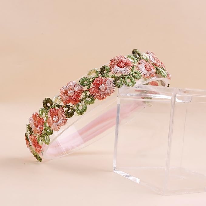 cherrboll Baby Flower Bows Headbands 6pcs Floral Hair Wraps Nylon Hairbands Crown Newborn Infant Toddler Hair Accessories