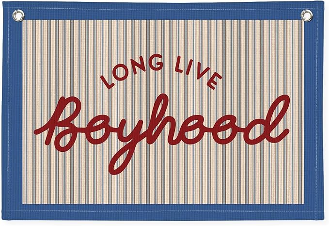 Long Live Boyhood Banner, Boy Nursery Decor, Canvas Banner Wall Hanging Flag Decor for Nursery Playroom Toddler Room, Boys Kids Room - Retro