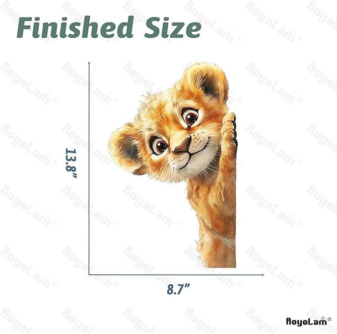 Baby Lion Wall Decals Removable Cartoon Animal Cub Peeking Vinyl Stickers for Nursery Living Room and Kids Playroom Jungle Theme Decor Peel and Stick Wall Art