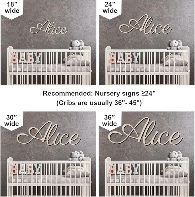 Personalized Wooden Name Sign, Custom Wood Family Baby Name Signs for Nursery Kids Room Wall Decor - Perfect Gifts for Birthday Party, Wedding, Housewarming, Christmas (Multiple Sizes, Fonts & Colors)