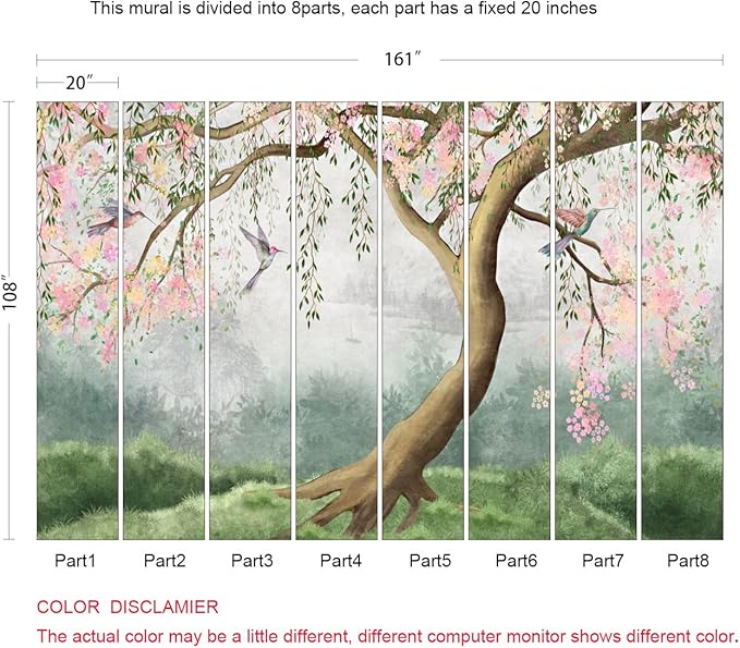 Forest Wallpaper Fantasy Forest and Bird Wall Mural for Bedroom Living Room Dining Room(Not Peel n' Stick)