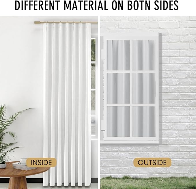 IVAPUPU Linen Pinch Pleated Blackout Curtains for Bedroom - Full Black Out White Curtains 90 Inch 2 Panels Set for Living Room Darkening Thermal Window Curtain Drapes with 16pc Hooks