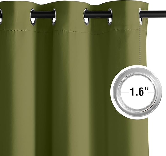 NICETOWN Olive Green Curtains for Living Room 84 inches Long 2 Panels, Thermal Grommet Curtains for Living Room, Noise Reducing Privacy Window Treatment Shades for Nursery, Laundry Patio, W52