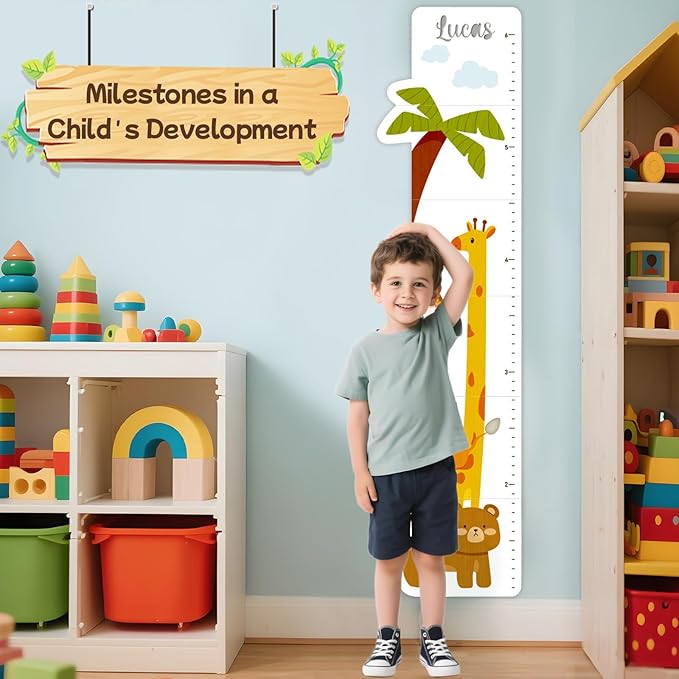 Personalized Name Height Chart for Kids, Alpaca Height Measurement for Wall, Wooden Growth Chart for Boys Girls, Playroom Wall Decor Measuring Board for Kids Height
