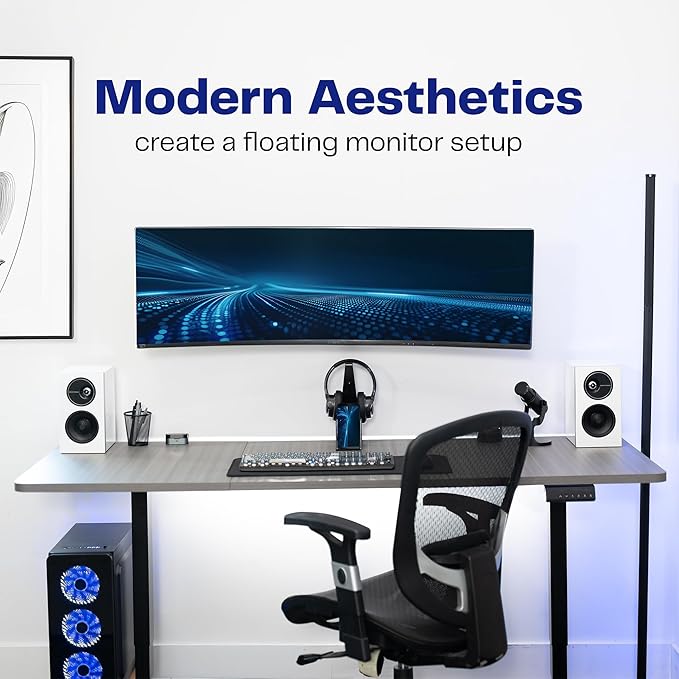 VIVO Full Motion Ultrawide Monitor Wall Mount, Fits Ultra-Wide Screens up to 49 inches and 44 lbs, Wide VESA Range with Tilt and Swivel, Black, MOUNT-VW06