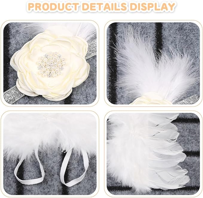 Newborn Baby Girls Photography Angel Wings and Headband Photo Props Photography Outfit Set