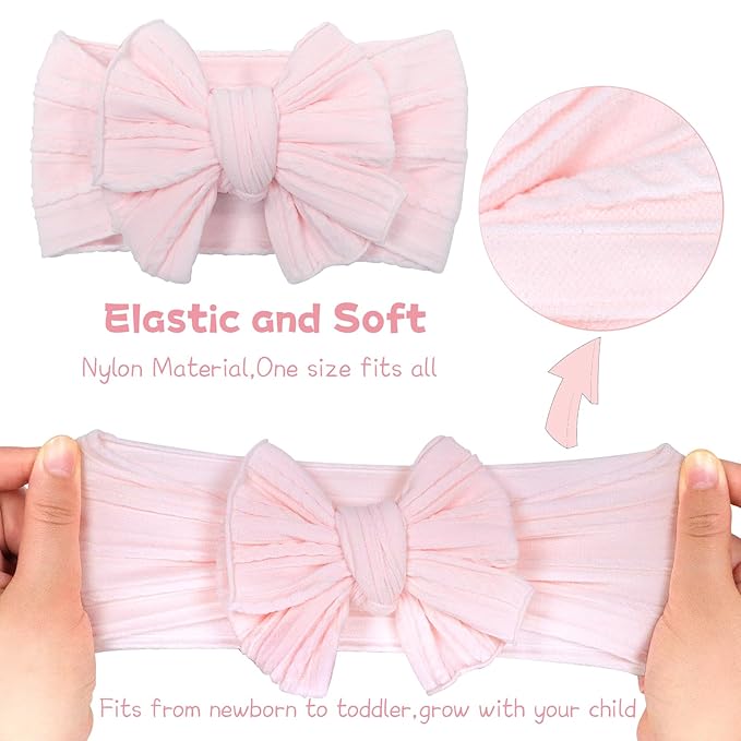 6 Pcs Baby Hair Bows Double Bows Headbands Baby Girls Nylon Headband Soft Hairbands Hair Accessories for Newborn Infant Toddler Kids