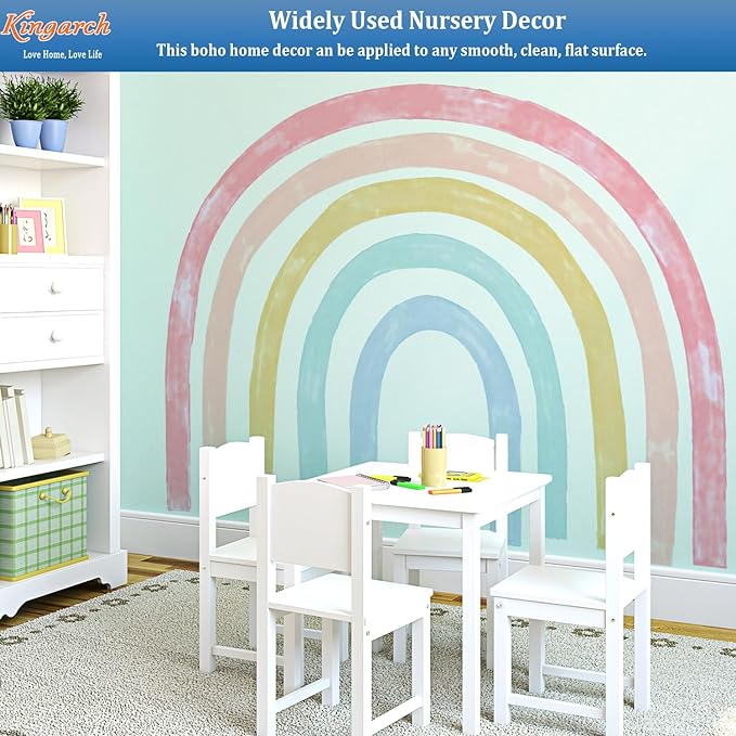Large Watercolor Rainbow Wall Decals, Colorful Peel and Stick Fabric Nursery Wall Decor, Removable Home Room Wall Decor Murals Stickers for Kids Girls Toddler Bedroom Living Room Playroom