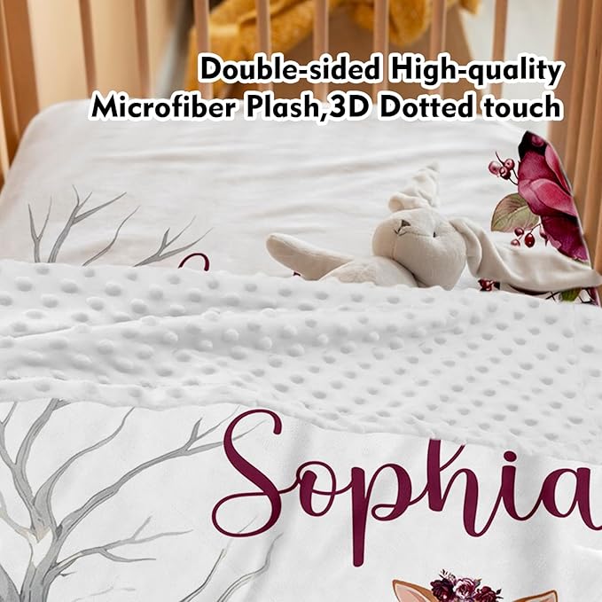 Custom Baby Crib Bedding Set,Personalized Name Rose Animal Pattern Nursery Bed Set 4 Piece,Baby Blanket Fitted Sheet Nursery Rug Wall Art Set,Custom Room Decor Idea Gift for Newborns Boys Girls