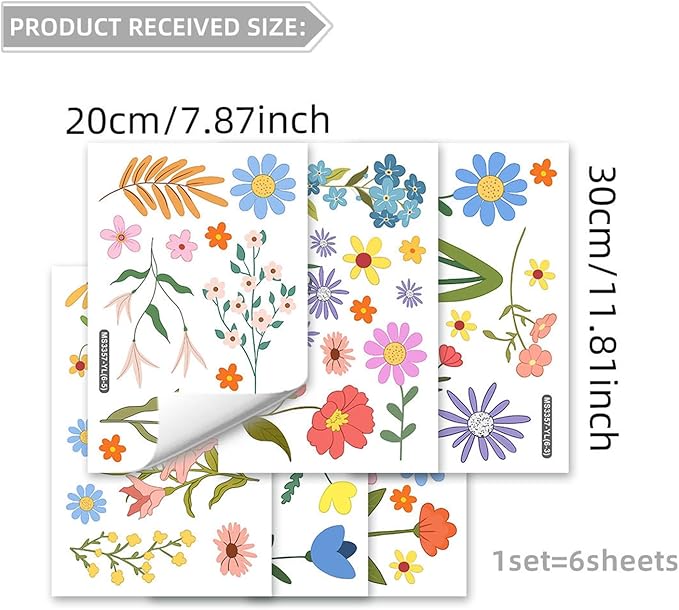 Boho Flower Wall Stickers Daisy Wildflower Wall Decals Leaf Floral Decor for Girls Bedroom Baby Nursery Kids Room Wall Decor
