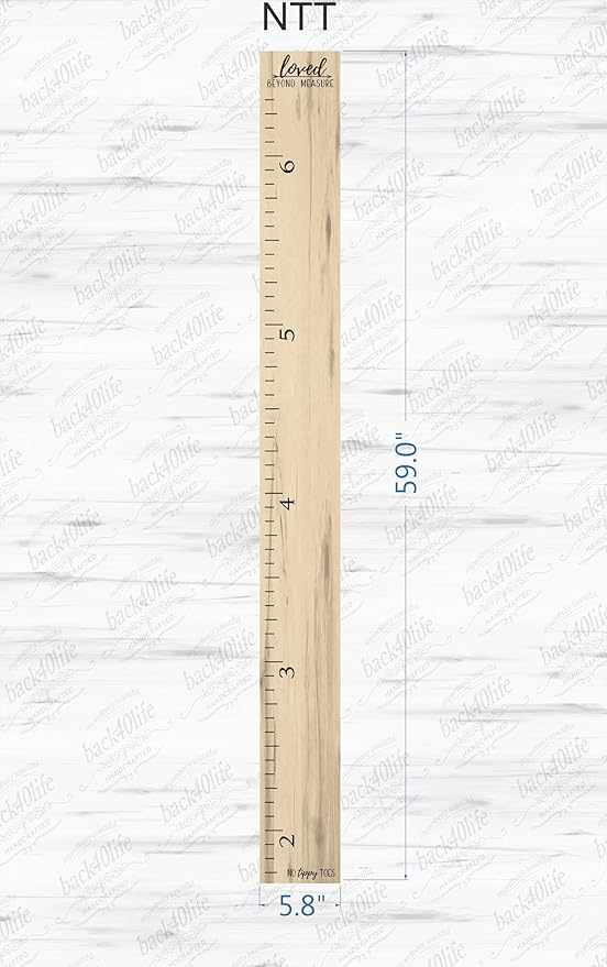 Farmhouse Style Wooden Kids Growth Chart Ruler for Boys and Girls (Rustic Brown - NTT)
