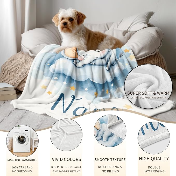 Ship Next Day, Personalized Baby Blankets - Printed in USA, Custom Name Blanket, Baby Blanket with Name, Ultra-Soft Cozy Fleece Blankets, Gifts for Baby Newborn Toddlers Boys & Girls Kids