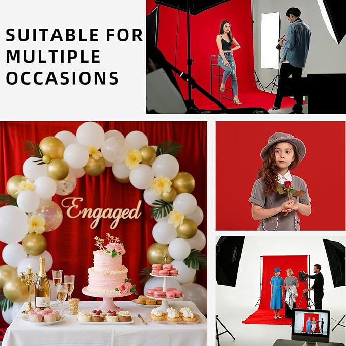 Red Backdrop,10x7FT Photo Backdrop for Photography Background Backdrops Curtain for Portraits Studio Photoshoot Party Screen Video Recording