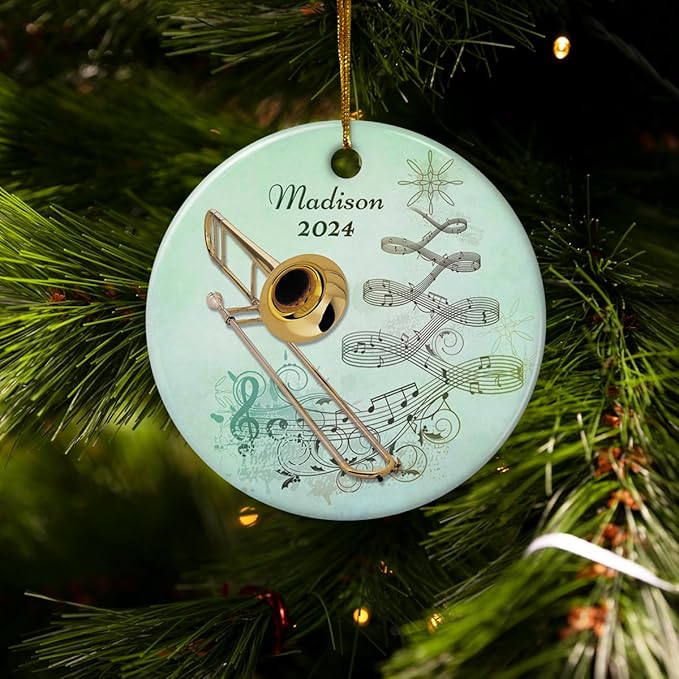 wowcugi Trombone Ornament Personalized Instrument Ornaments for Christmas Tree Xmas Tree Decorations Keepsake Gifts for Band Instruments Music Lovers