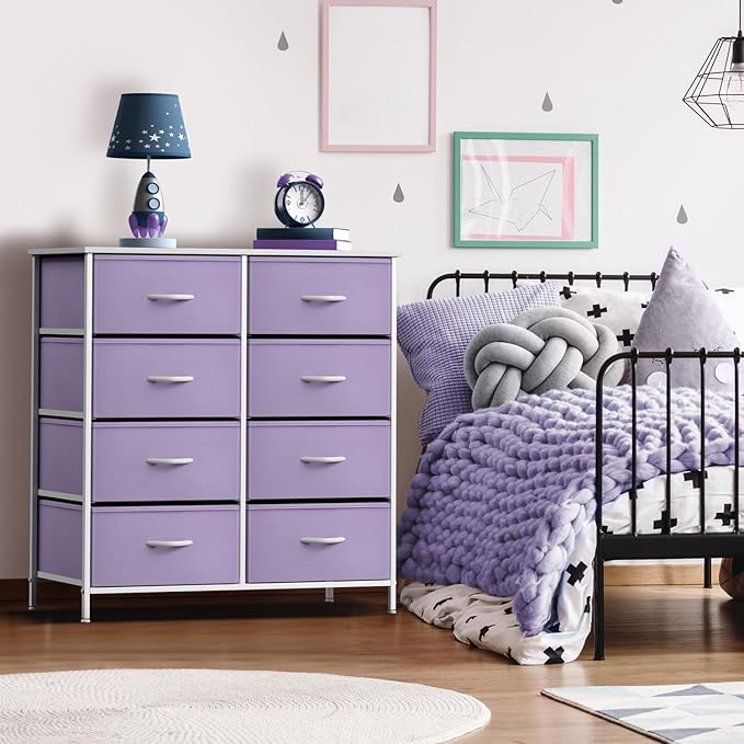 Sorbus Kids Dresser with 8 Drawers - Storage Unit Organizer Chest for Clothes - Bedroom, Kids Room, Nursery, & Closet (Purple, 31.5 x 12 x 32-8 Drawer)