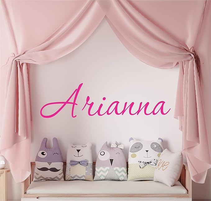 Decor Designs Decals Fancy Girls Personalized Custom Name Vinyl Wall Art Decal Sticker, Nursery Bedroom Baby Decor, Multiple Font and Color, (Multiple Size Choices) (Single Name, Without Initial)