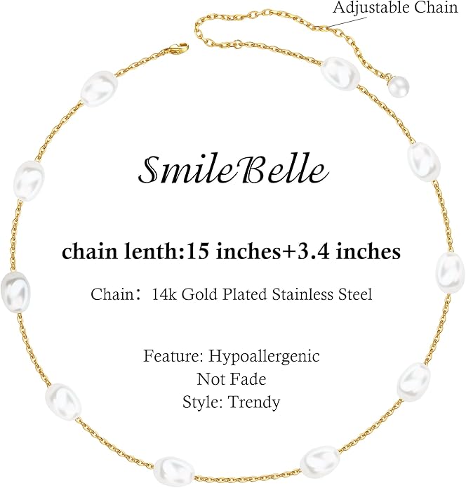 SmileBelle Pearl Necklaces for Women, Daisy Pearl Choker as Christmas Stocking Stuffers for Teens, Silver Daisy Pearls Jewelry Trendy Stuff Birthday Gifts 3 Pearls White Necklace as Wedding Jewelry