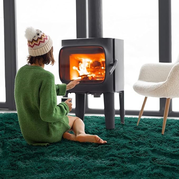 Merelax Soft Fluffy Area Rug for Living Room Bedroom, 2x8 Runner Rug for Hallway, Shag Furry Bedside Indoor Accent Floor Carpet, Non-Slip Plush Rug for Nursery Kids Room Dorm, Deep Green